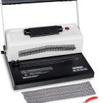 MAKEASY Spiral Coil Binding Machine for LTR/A4 - Disengaging Pins - 4 to 1 Pitch - 20 Sheet Punch Capacity - Electric Coil Inserter - Adjustable Side Margin, with Free 100pcs Coil Spines & Crimper